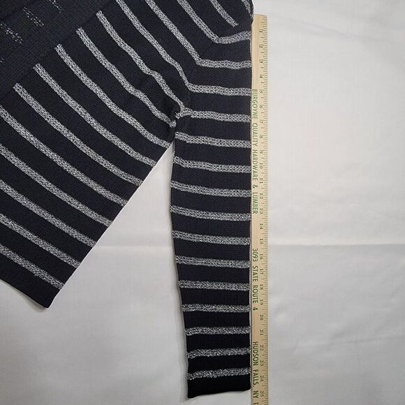 Jones New York Signature Cardigan Womens Large Black Silver Metallic Stripes - Picture 15 of 16